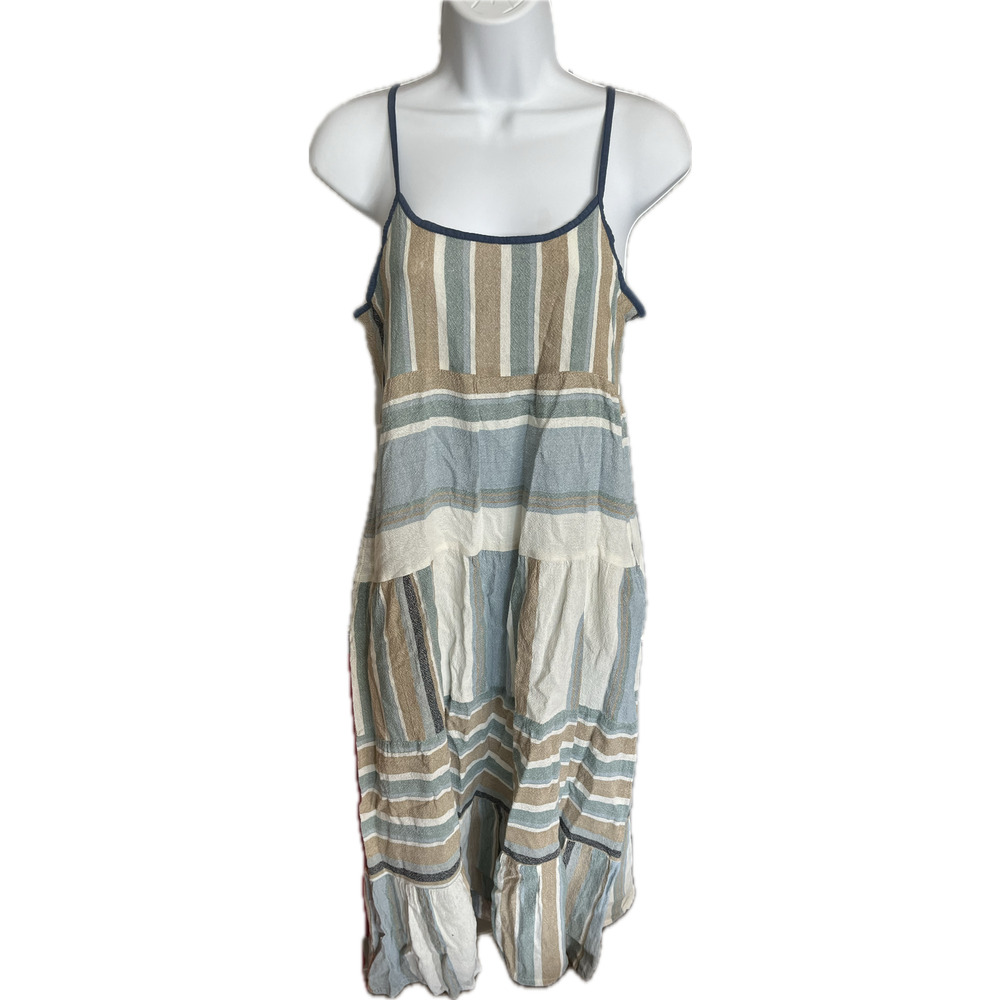Adrift Carrie dress Cyprus Blue striped color block spaghetti strap Small NWT